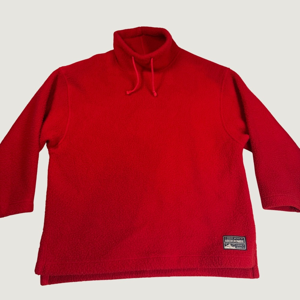 Vintage 90s Abercrombie & Fitch Cowl Neck Fleece Pullover L Oversized Made USA